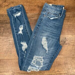 Almost Famous Distressed Skinny Blue Jeans
